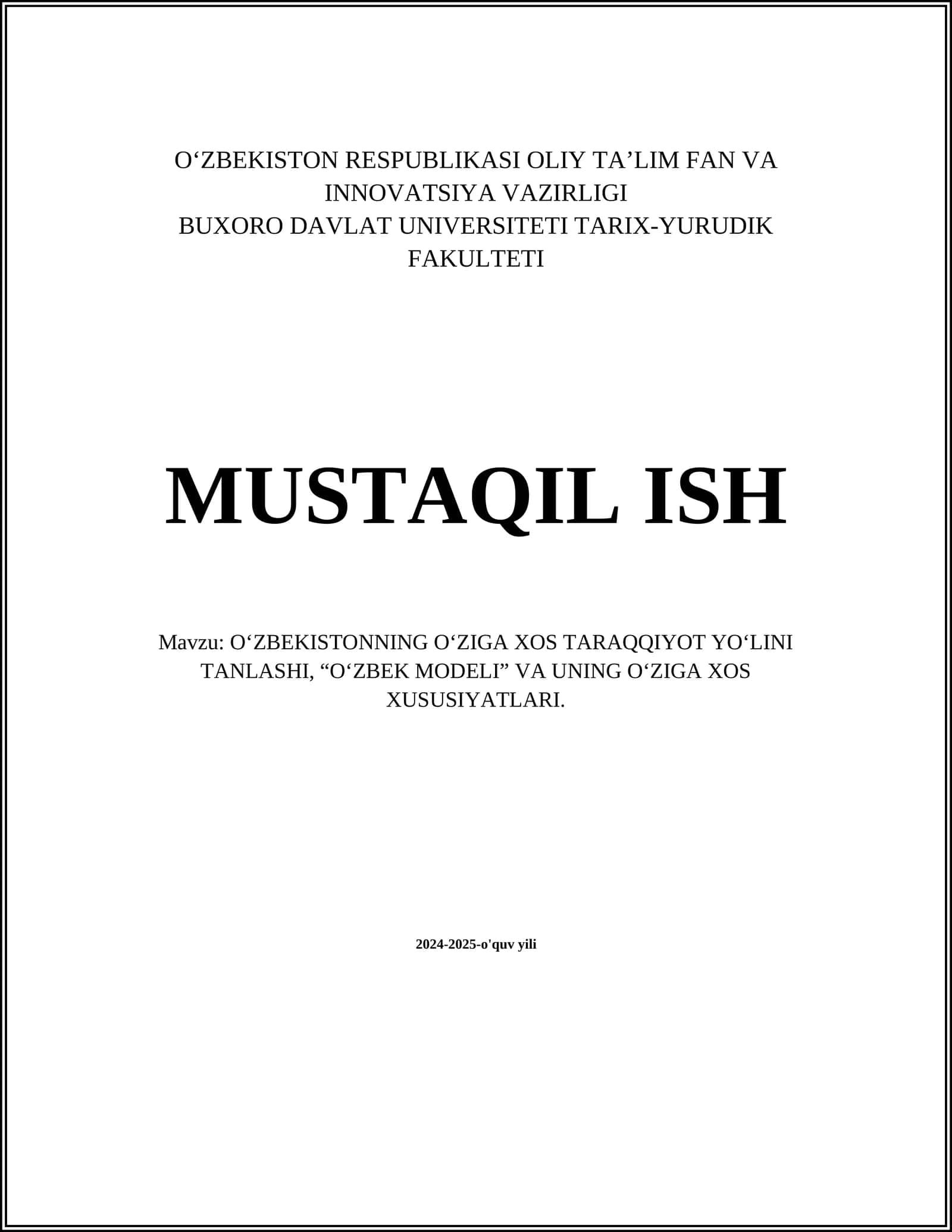 O‘zbekistonning mustaqillik strategiyasi