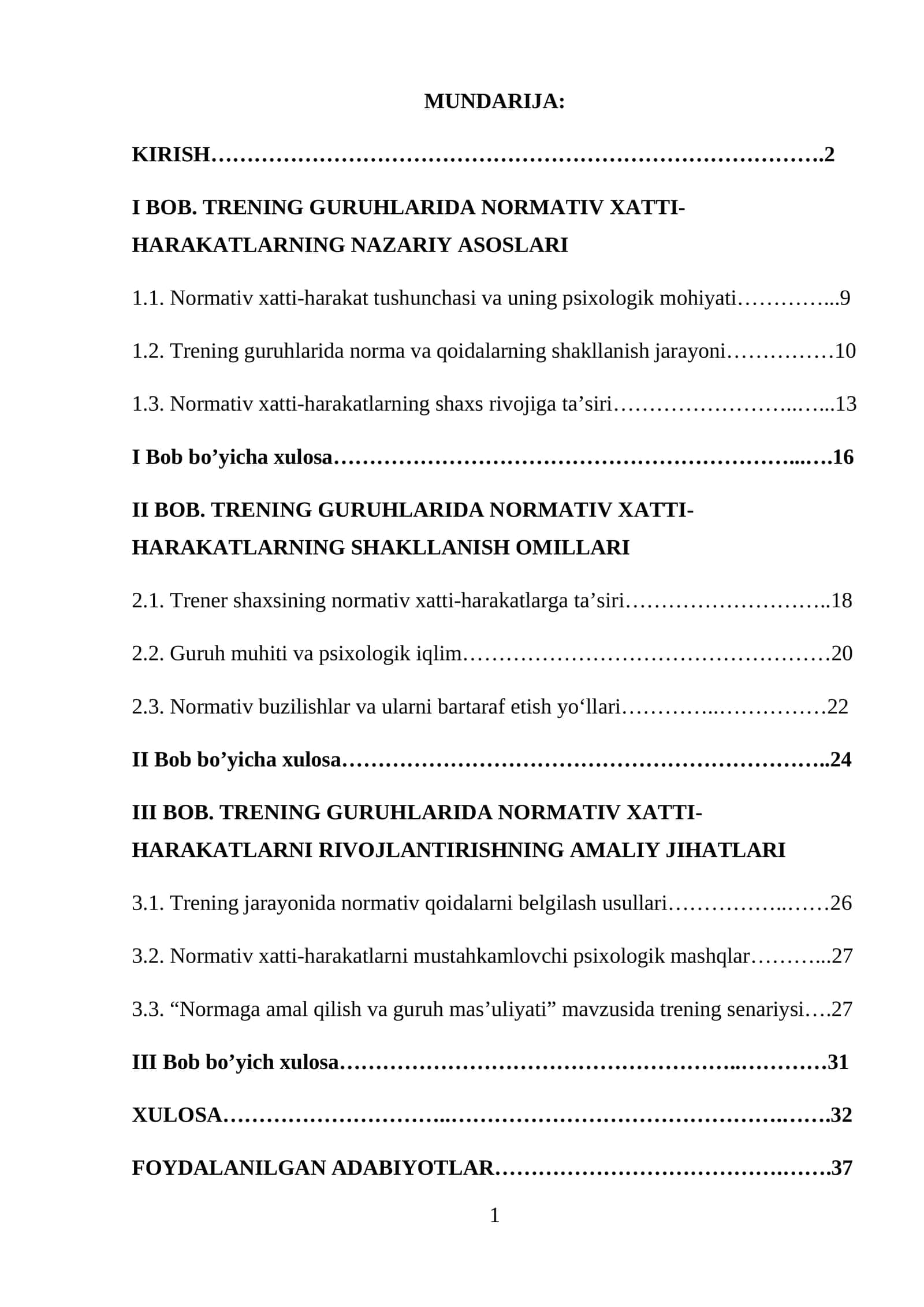 Normativ xatti-harakatlanishning psixologik va pedagogik asoslari