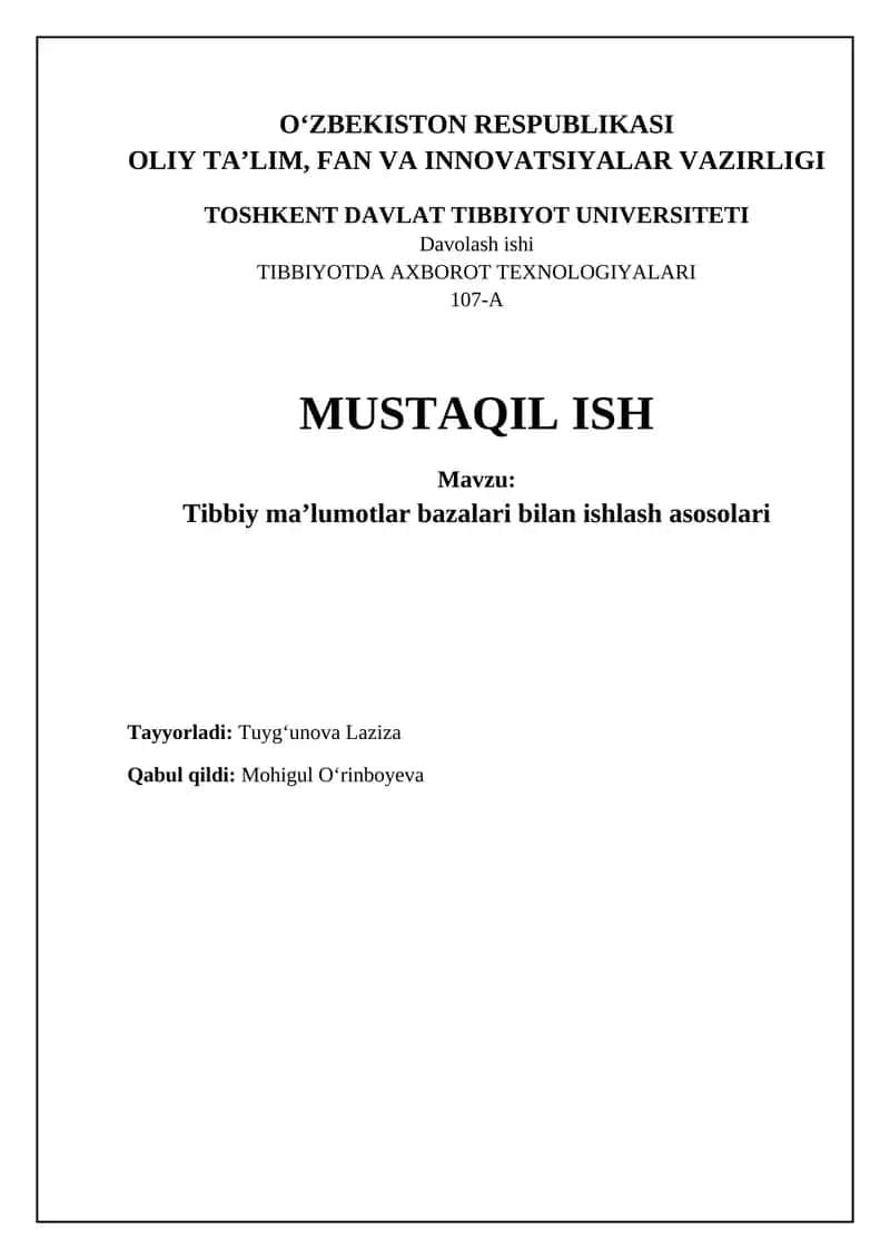 Tibbiy ma'lumotlar bazalariga kirish