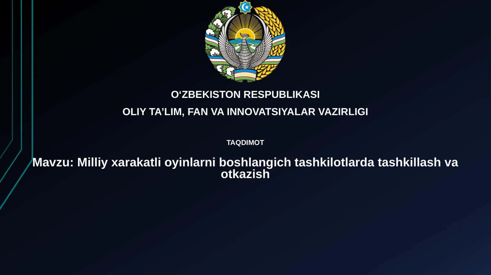 Milliy harakatli oʻyinlarni boshlangʻich tashkilotlarda tashkillashtirish va oʻtkazish