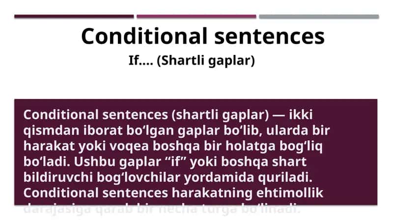 Conditional sentences (if shartli gaplar)
