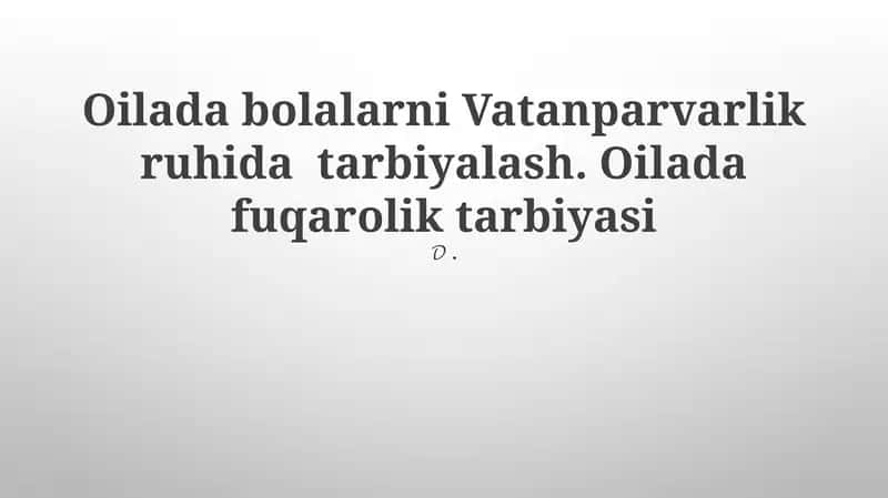 Fuqarolik va Vatanparvarlik Tarbiyasi
