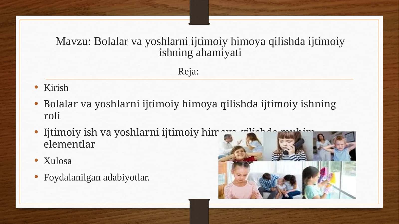 Bolalar va yoshlarni ijtimoiy himoya qilishda ijtimoiy ishning ahamiyati