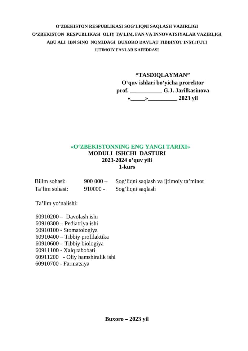 MODULI ISHCHI DASTURI