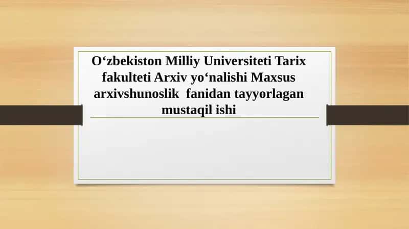 Numizmatika fanidan mustaqil ish
