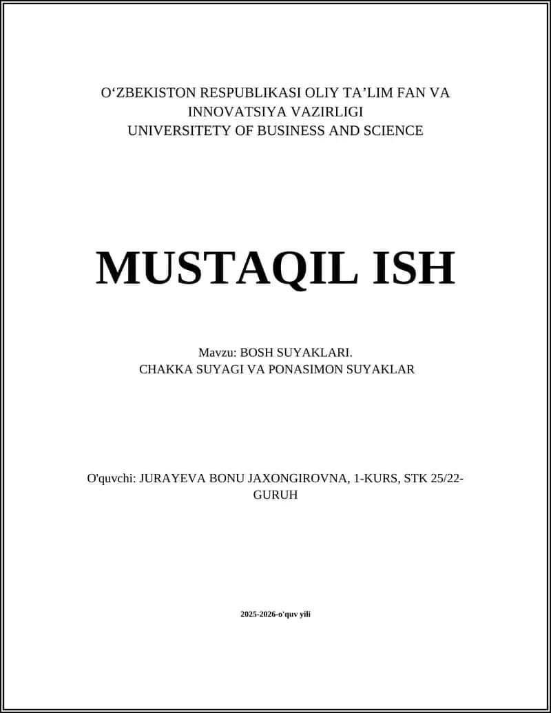 BOSH SUYAKLARI