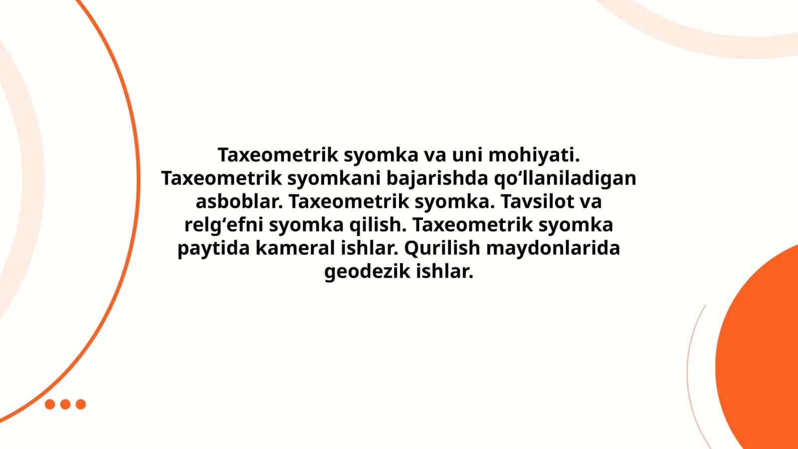 Taxeometrik syomka va uni mohiyati