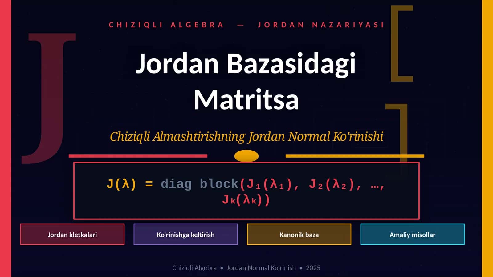 CHIZIQLI ALGEBRA — JORDAN NAZARIYASI