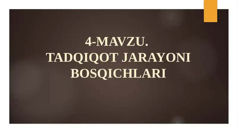 Tadqiqot jarayoni bosqichlari