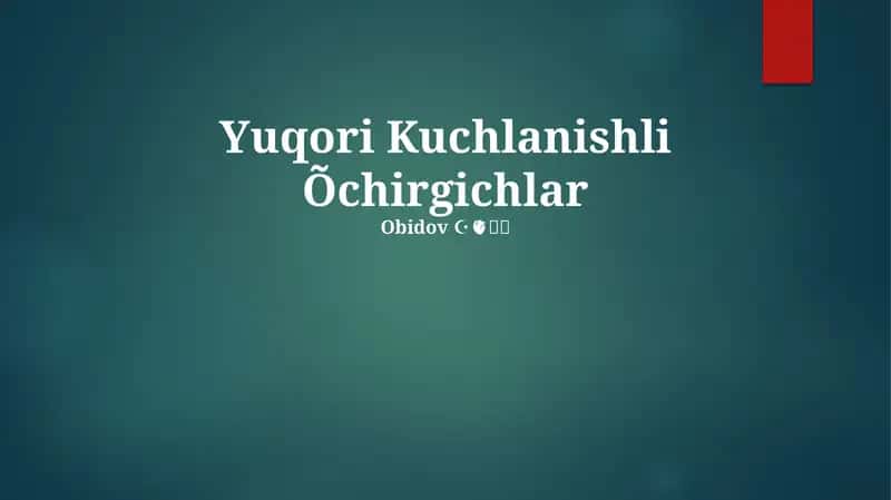Yuqori Kuchlanishli Õchirgichlar