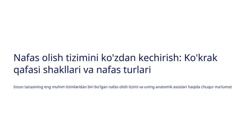 Nafas olish tizimini ko'zdan kechirish: Ko'krak qafasi shakllari va nafas turlari