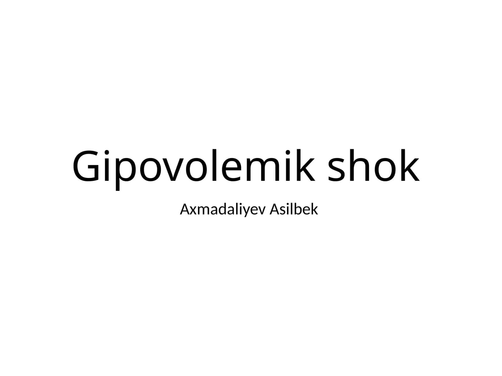 Gipovolemik shok