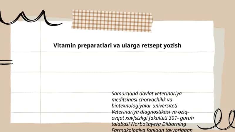 Vitamin preparatlari va ularga retsept yozish