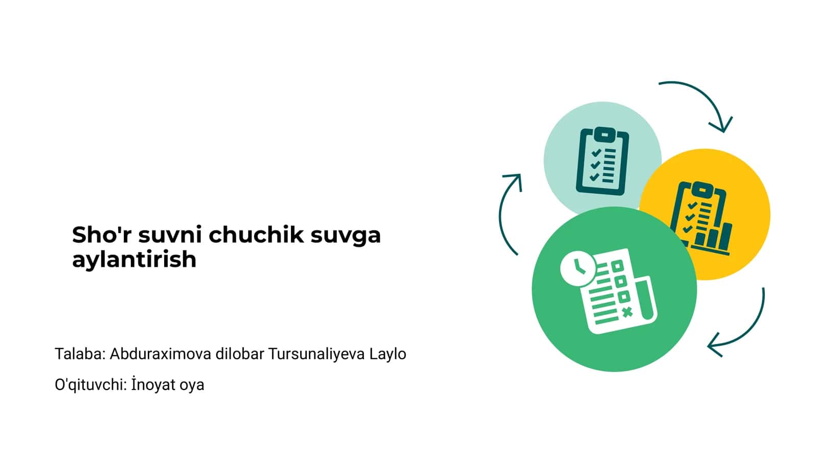 Sho'r suvni chuchik suvga aylantirish