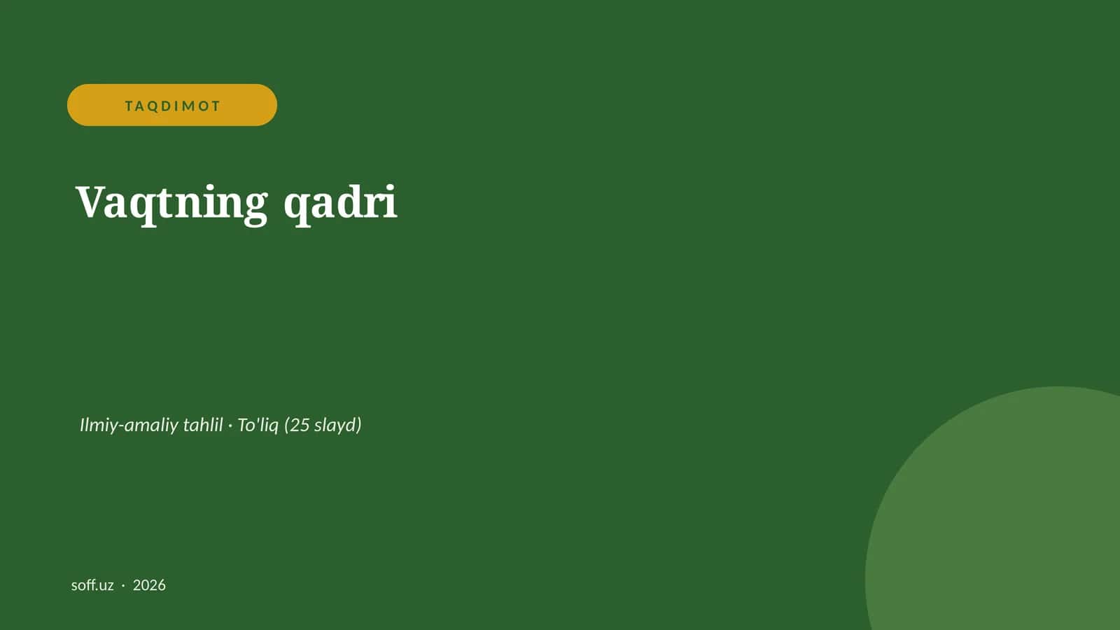 Vaqtning qadri