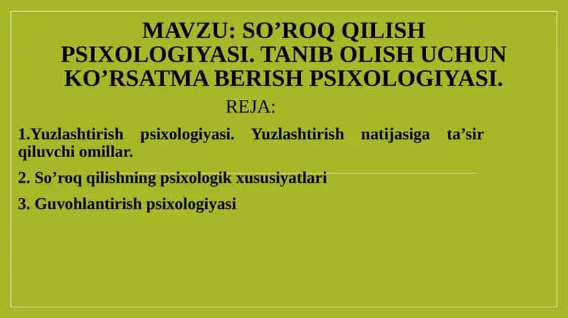 Yuzlashtirish psixologiyasi
