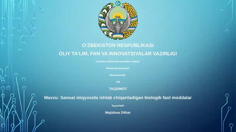 Sanoat miqyosida ishlab chiqariladigan biologik faol moddalar