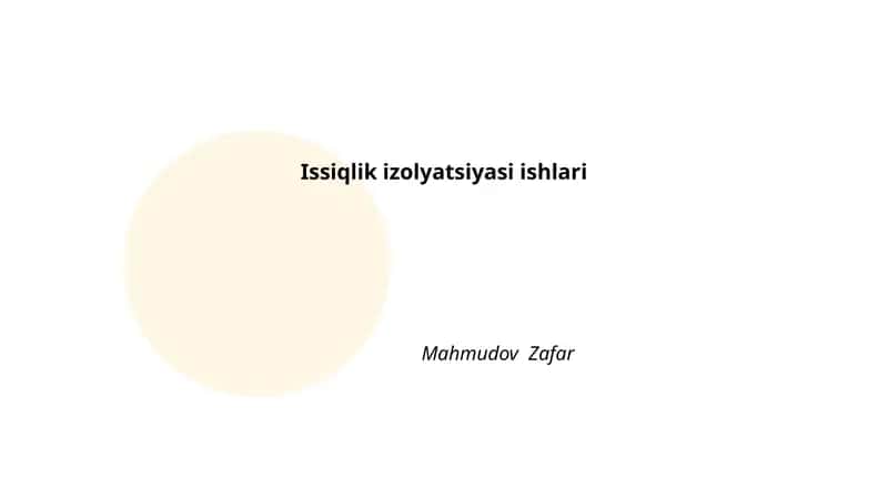 Issiqlik izolyatsiyasi ishlari