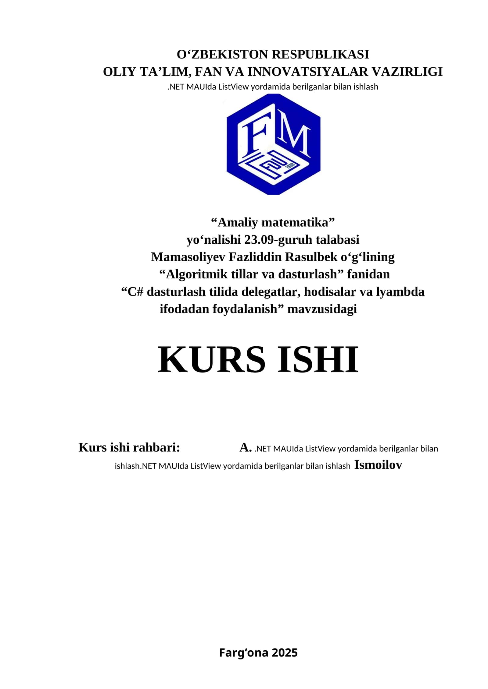 C# dasturlash tilida delegatlar, hodisalar va lyambda ifodadan foydalanish
