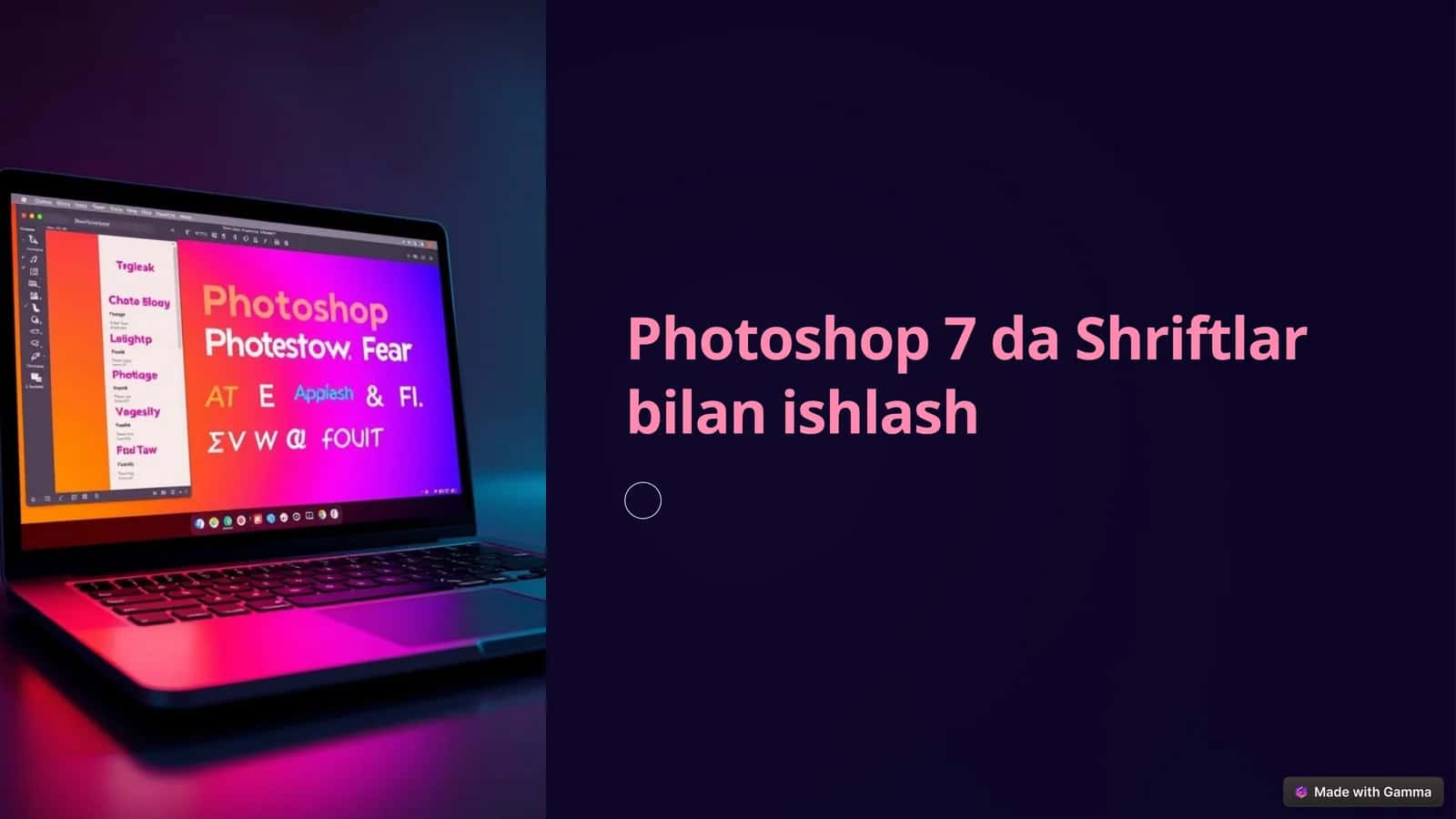 Shriftlar bilan ishlash Photoshop 7 da