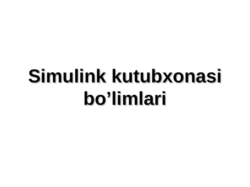 SimuLink blok kutubxonasi