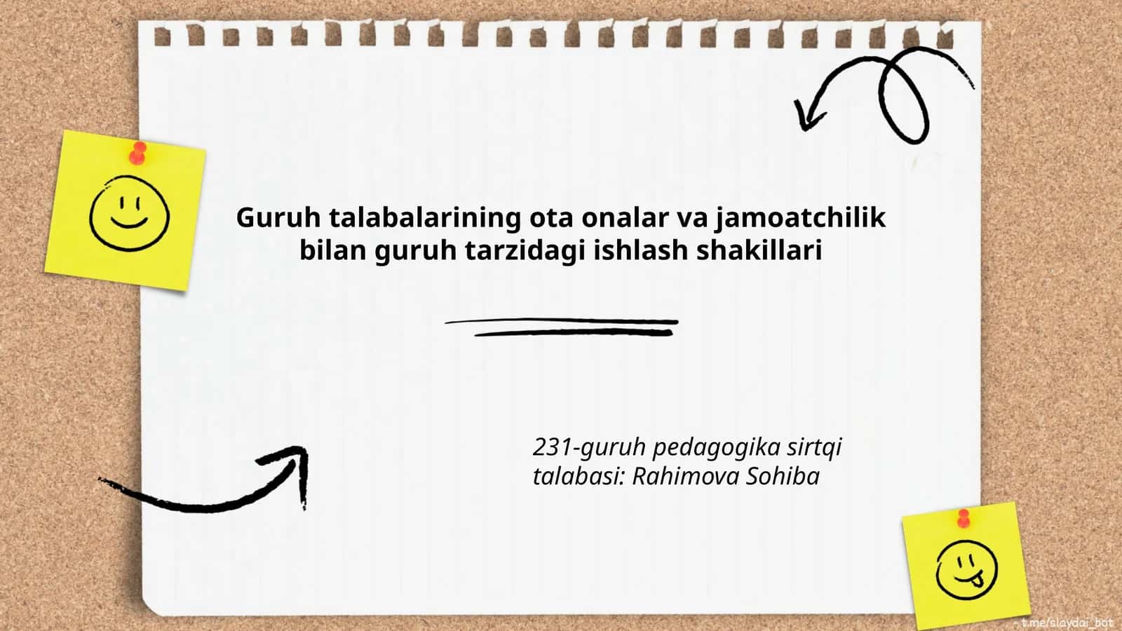 Guruh talabalarining ota onalar va jamoatchilik bilan guruh tarzidagi ishlash shakillari