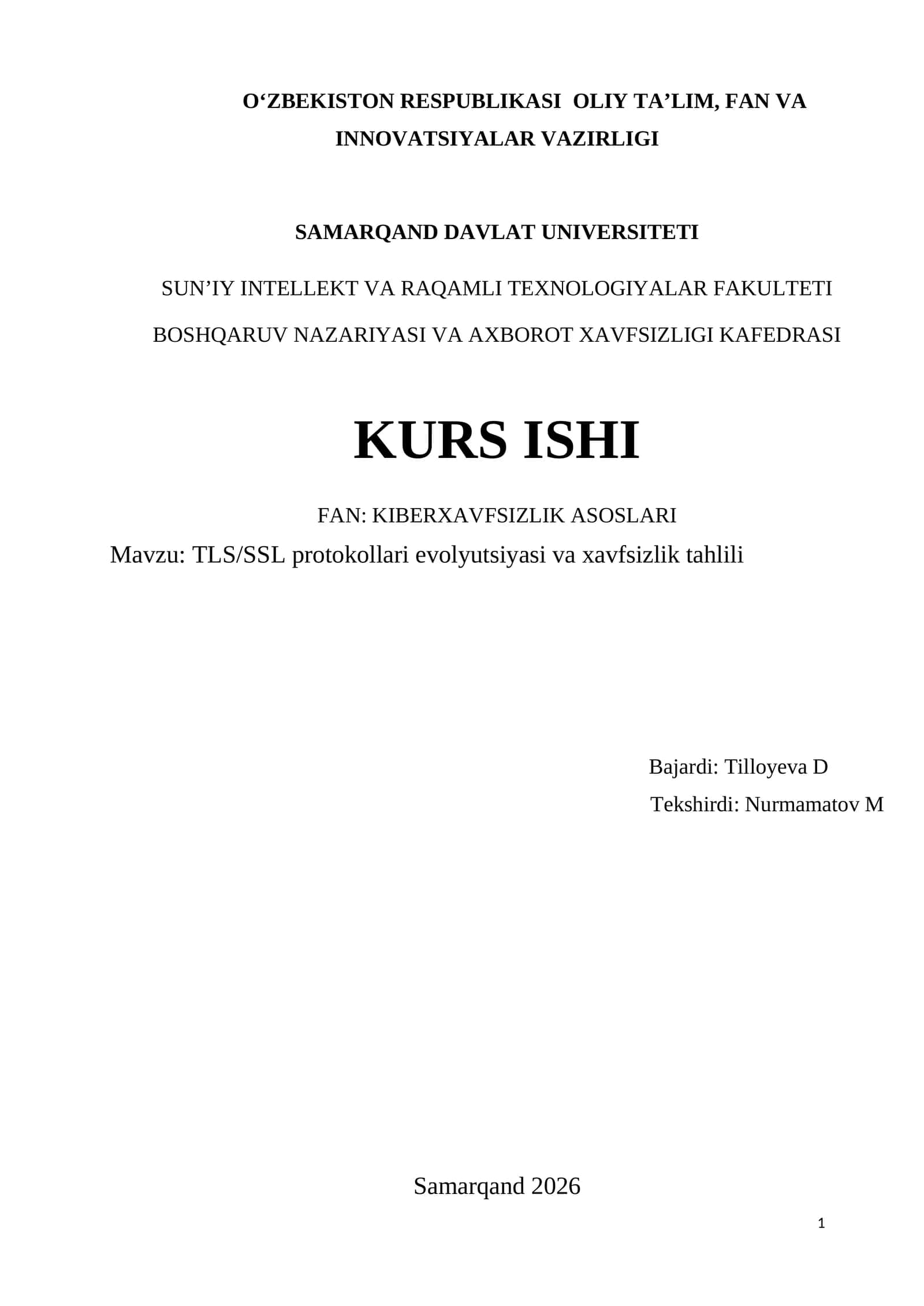 TLS/SSL protokollari evolyutsiyasi va xavfsizlik tahlili