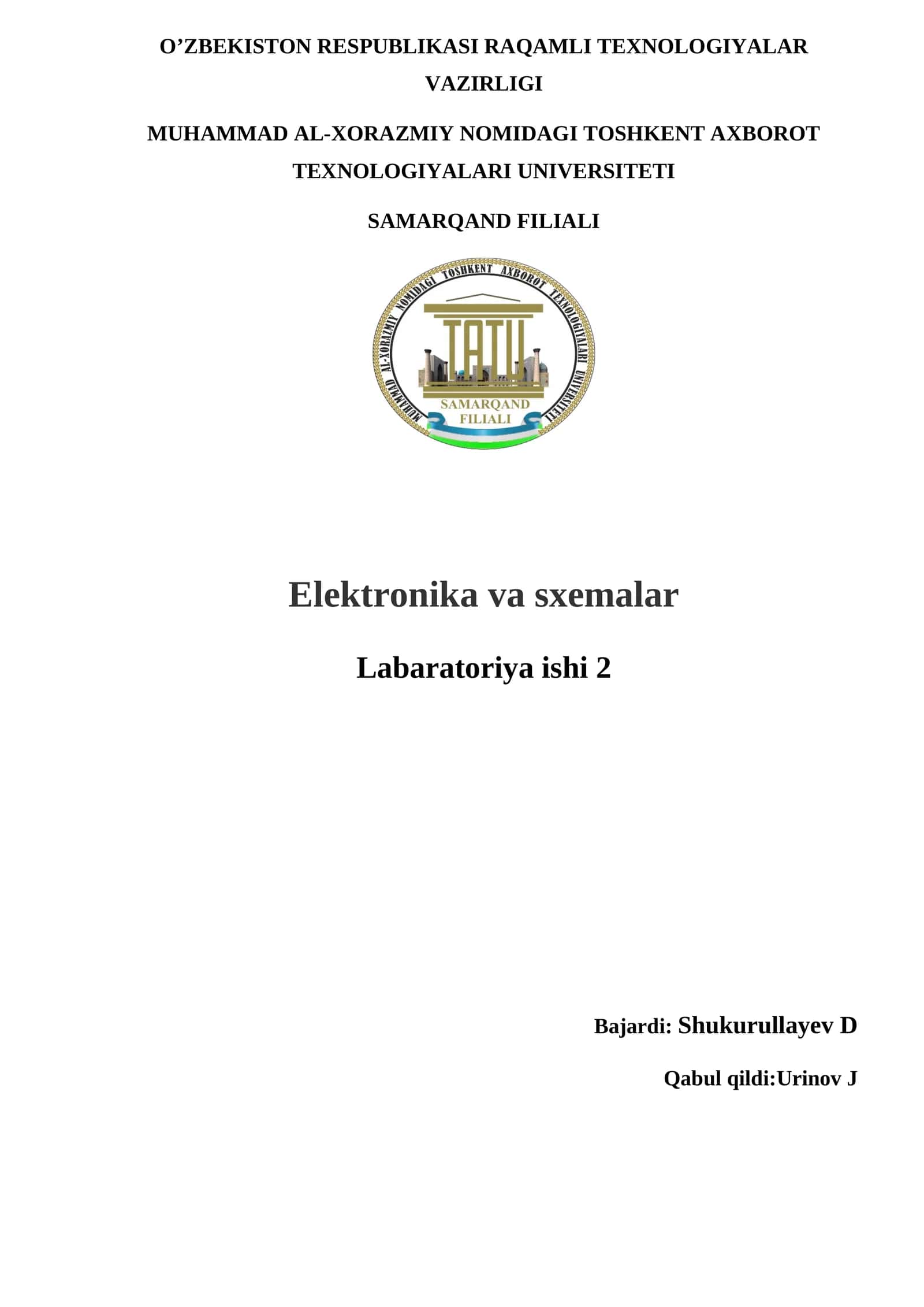 Umumiy baza ulanish sxemasidagi bipolyar tranzistorning statik Volt-amper xarakteristikalarini tadqiq etish
