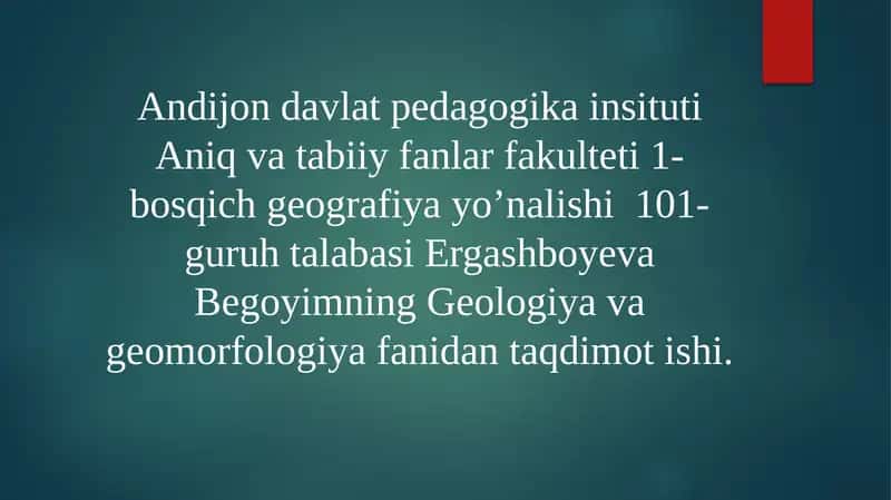 Tog’jinlari va minerallar ustida ishlash