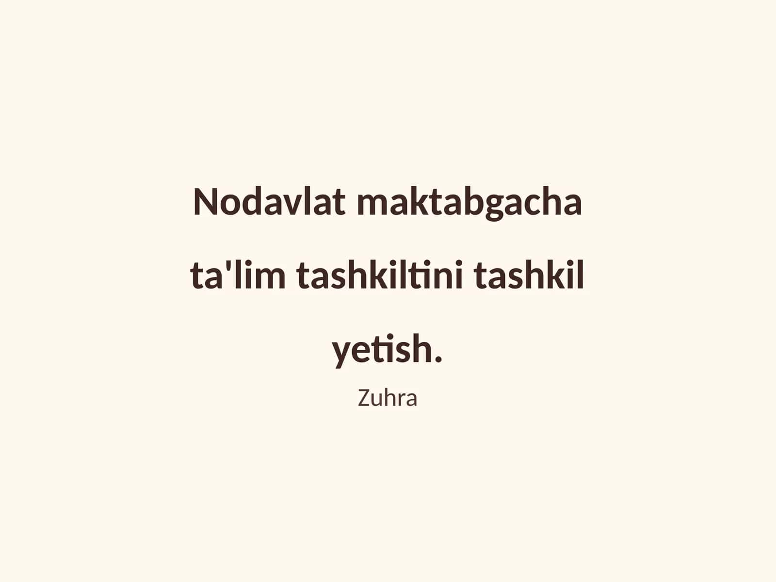 Nodavlat maktabgacha ta'lim tashkiltini tashkil yetish