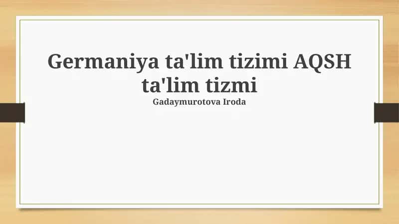 Ta'lim tizimlarining tuzilishi va mazmuni