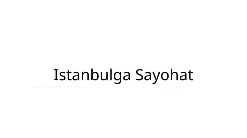 Istanbulga Sayohat