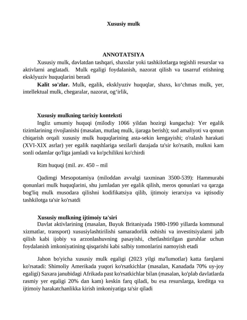 Xususiy mulk