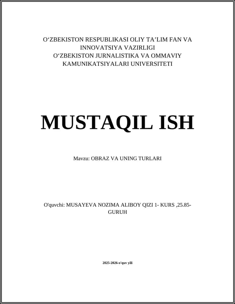 OBRAZ VA UNING TURLARI