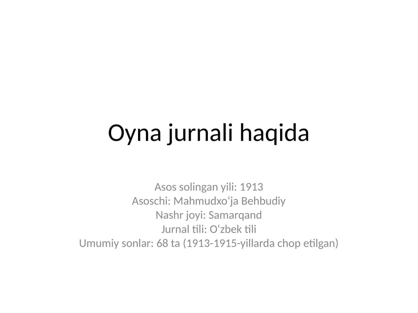 Oyna jurnali haqida