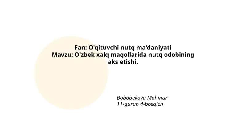O'zbek xalq maqollarida nutq odobining aks etishi