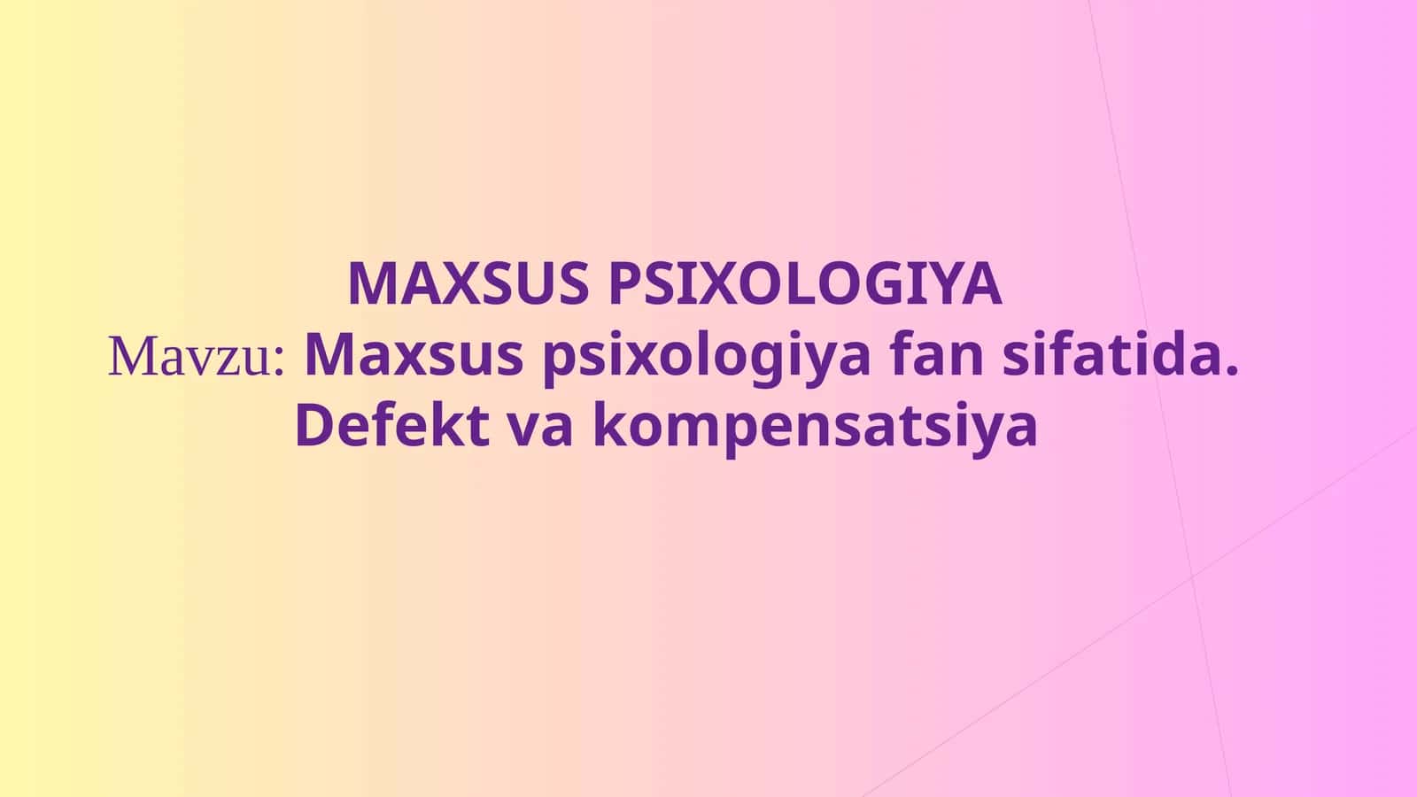Maxsus psixologiya fan sifatida