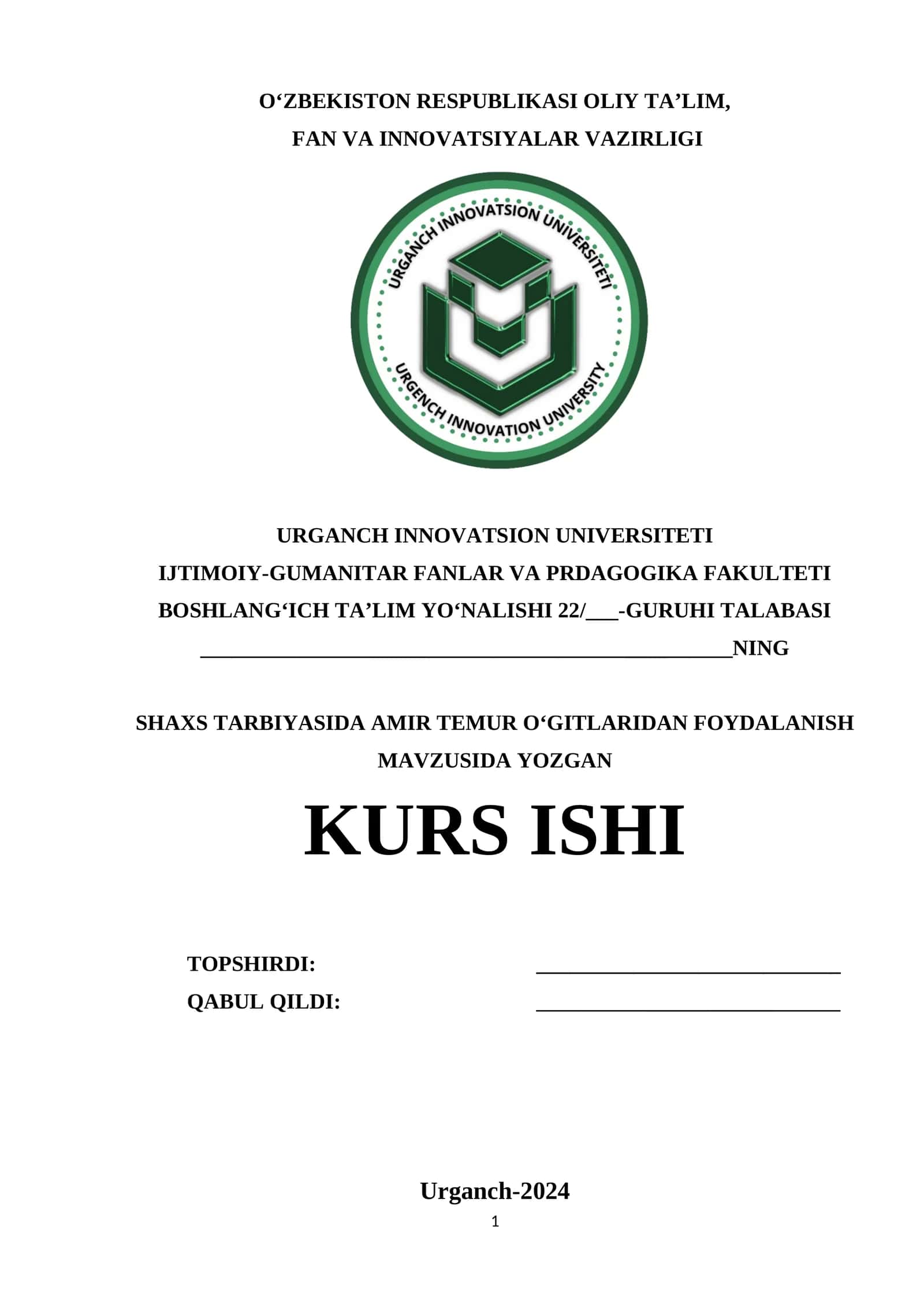 SHAXS TARBIYASIDA AMIR TEMUR O‘GITLARIDAN FOYDALANISH