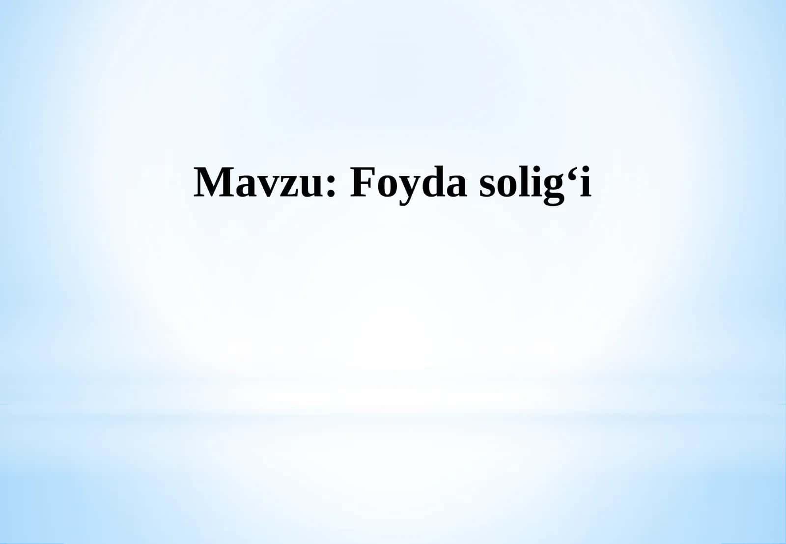 Foyda solig‘i