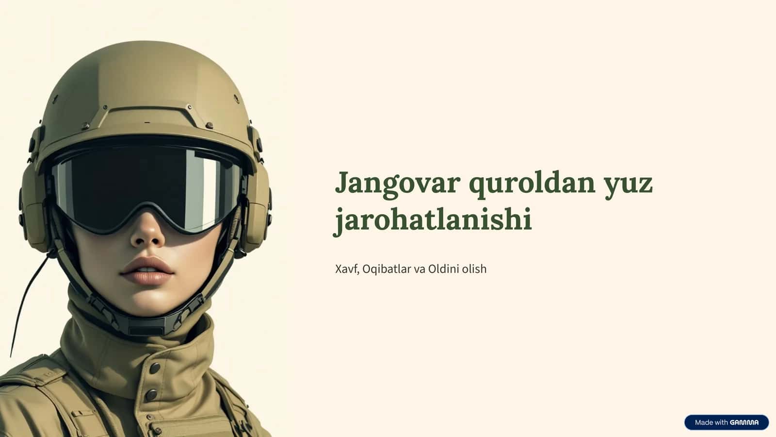 Jangovar quroldan yuz jarohatlanishi