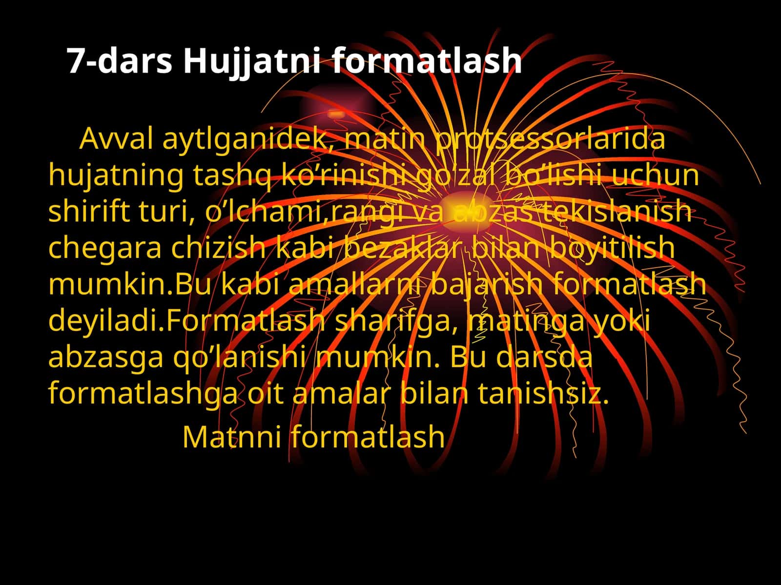 7-dars Hujjatni formatlash