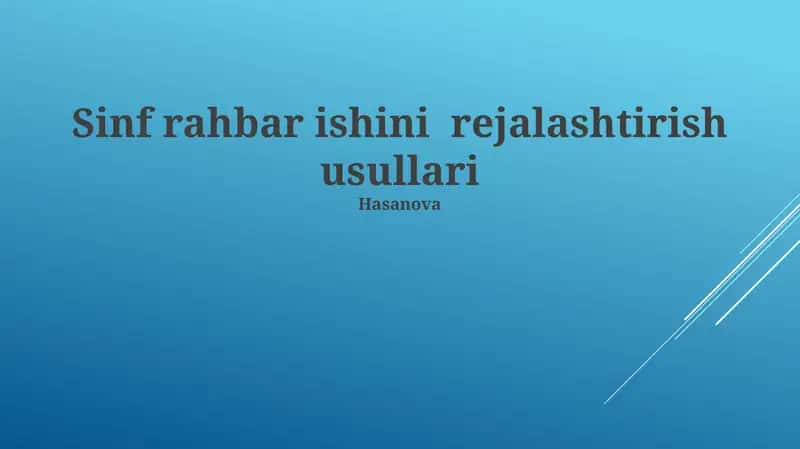 Sinf rahbar ishini rejalashtirish usullari