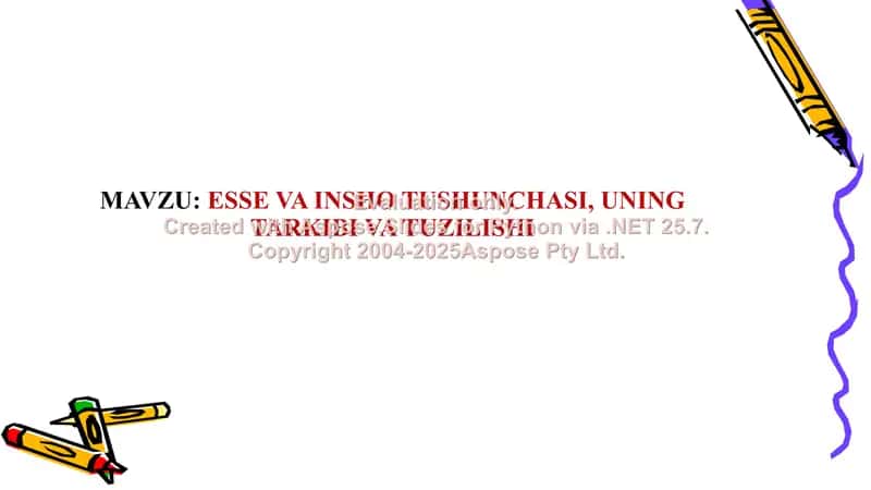 Esse va insho tushunchasi, uning tarkibi va tuzilishi
