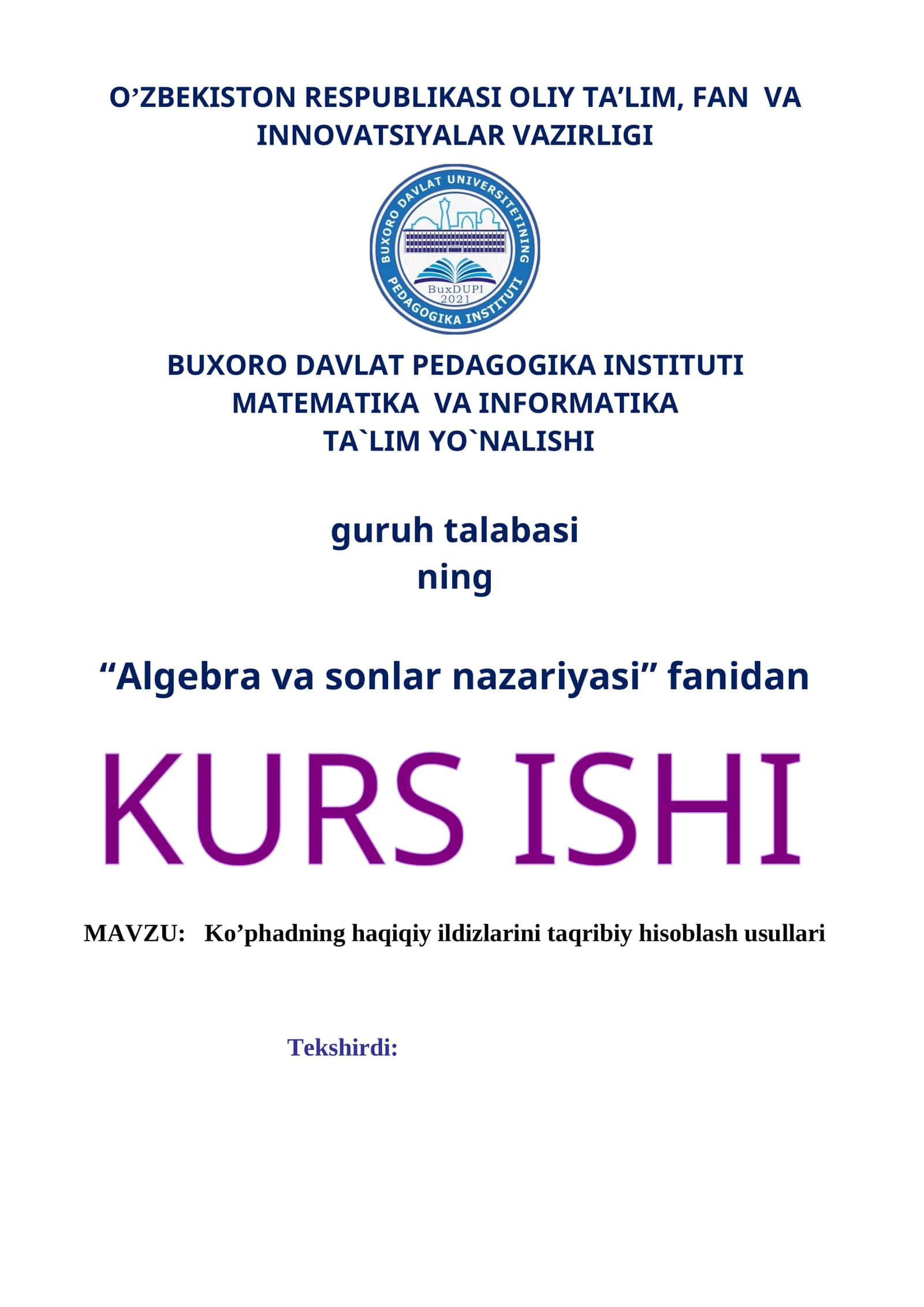 Ko’phadning haqiqiy ildizlarini taqribiy hisoblash usullari