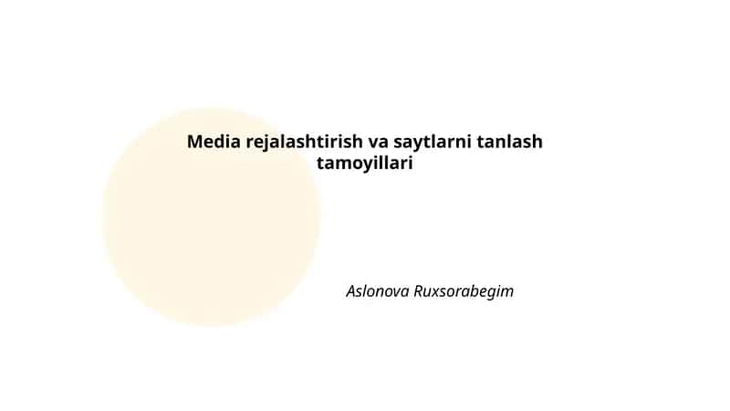 Media rejalashtirish va saytlarni tanlash tamoyillari
