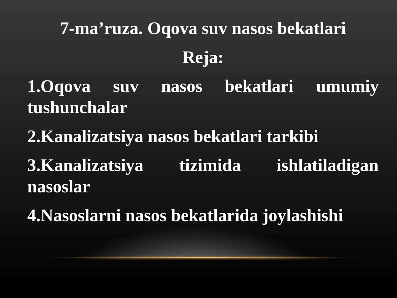 7-ma’ruza.Oqova suv nasos bekatlari