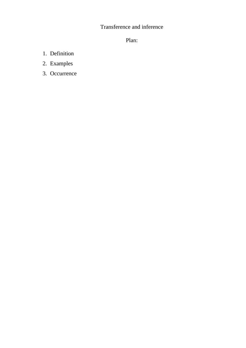 Transference and Inference
