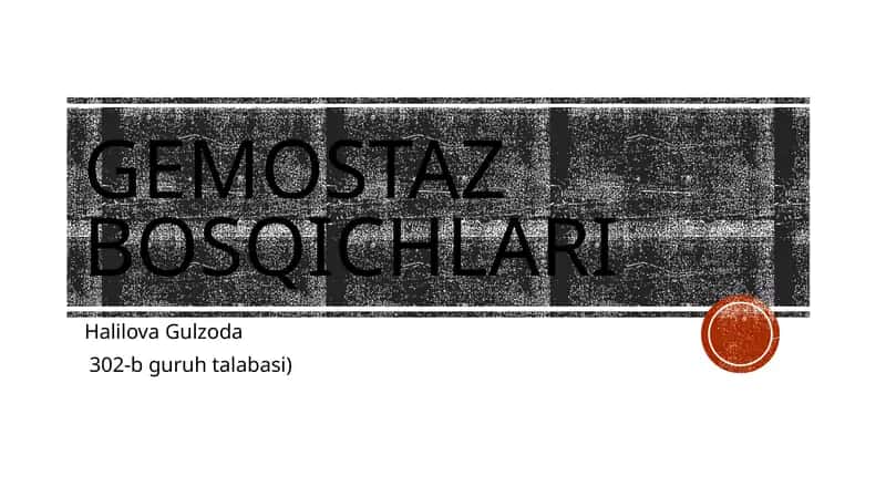 Gemostaz bosqichlari