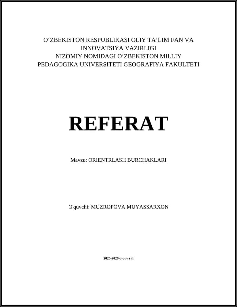 ORIENTRLASH BURCHAKLARI