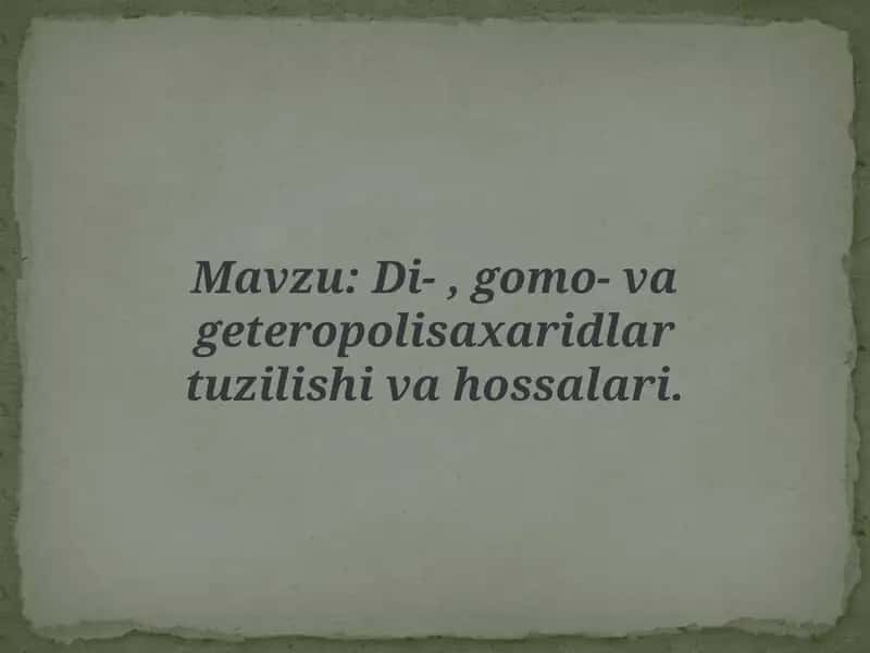 Uglevodlar tibbiy va biokimyosi
